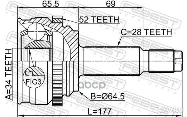 Шрус наружный 34X64.5X28 1410roda52 Febest