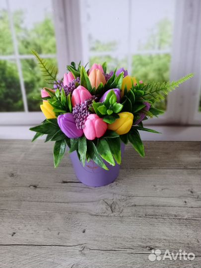 Ароматный мыльный букет из тюльпанов