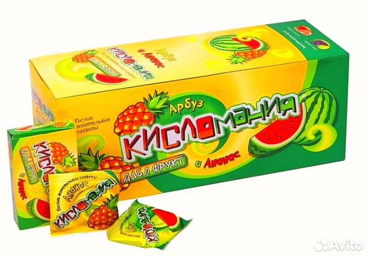 Конфеты жевательные Кисломания фрукт 30 штук