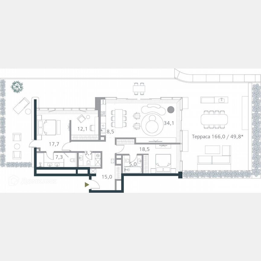 2-к. квартира, 171,7 м², 3/19 эт.