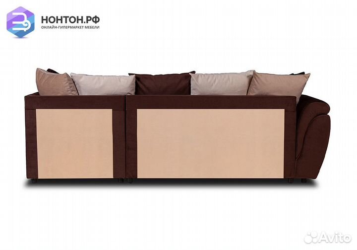 Диван угловой дельфин Стефани шоколадный / айвори