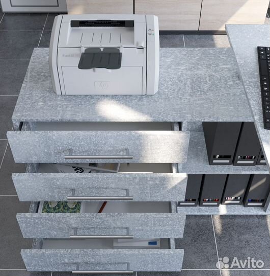 Стол компьютерный Алькор в цвете Бетон