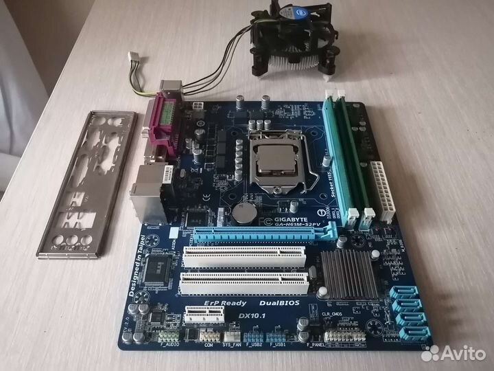 Материнская платаgigabyte h61m-s2pv+i3 2120+2gb