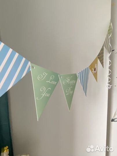 Цифра-шар 2, колпак и гирлянда-флажки