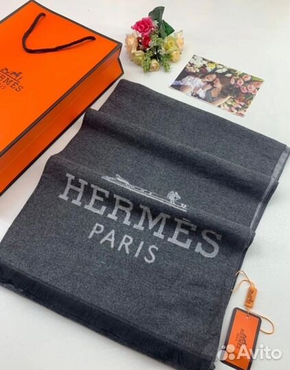 Мужской шарф Hermes черный