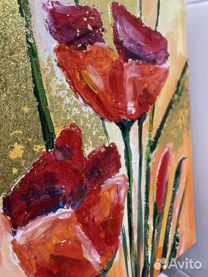 Картина акрилом с поталью