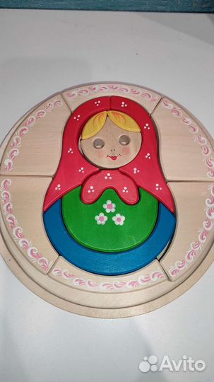 Деревянный пазл матрёшка