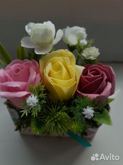 Композиции цветы из мыла