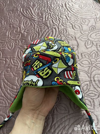 Шапка на завзках для новорожденного зимняя