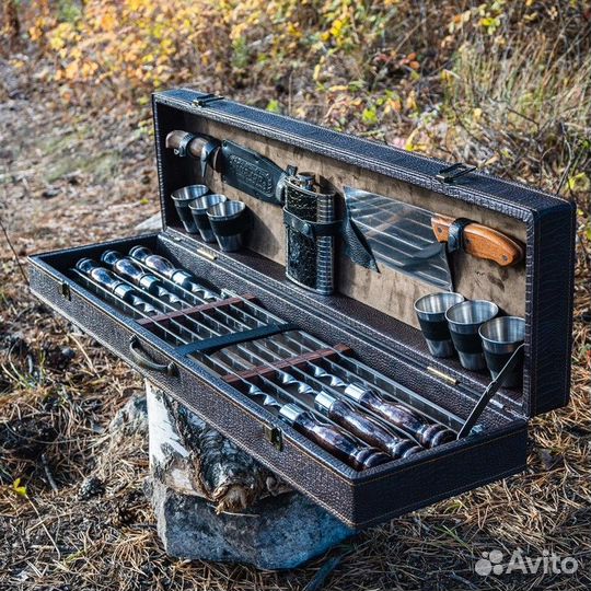 Набор шампуров Большой в коробе кожзам