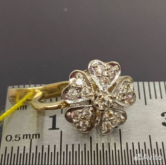 Серьги золотые с бриллиантами СССР