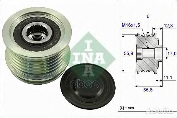 Шкив генератора audi A4 (B6, B7), VW passat (3C
