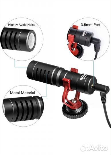 Микрофон накамерный кардиоидный петличный