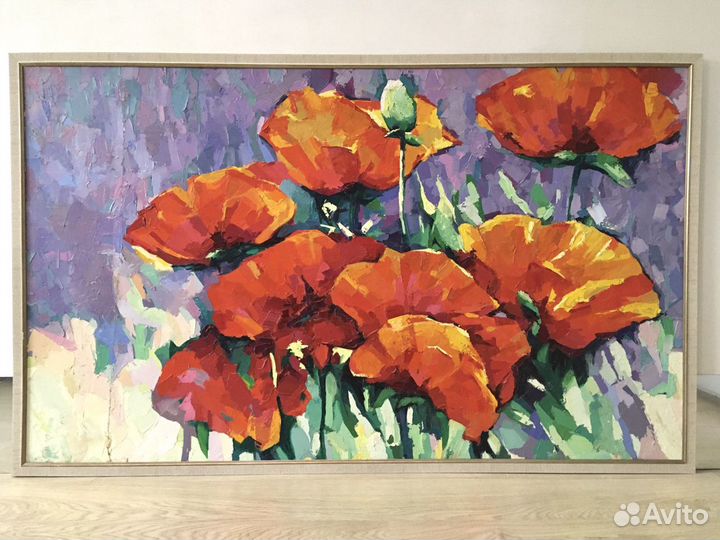 Картина «Маки» в тонком багете 1430х880мм