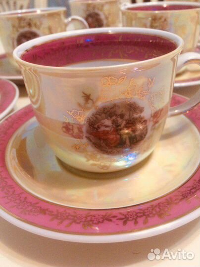 Чайные чашки мадонна ГДР. (Розовая) Фортуна