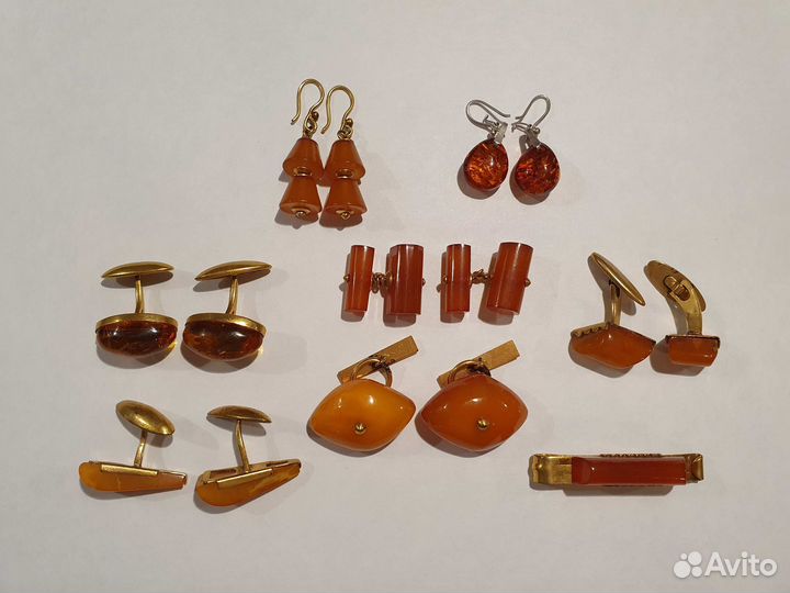 Серьги янтарь бижутерия СССР
