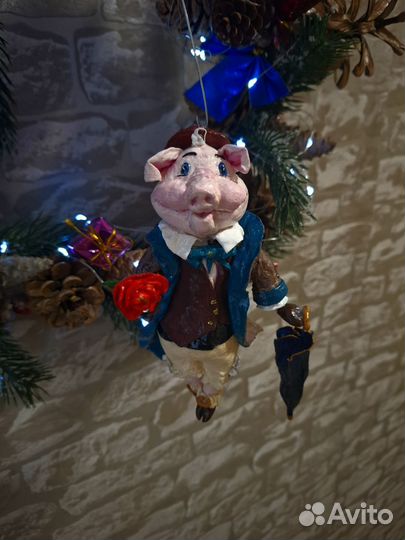 Ватная елочнаяигрушка Свинья