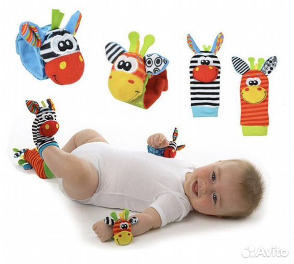 Детские носки и браслеты погремушки