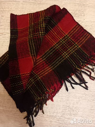 Мужской шарф, шерсть, стильная клетка