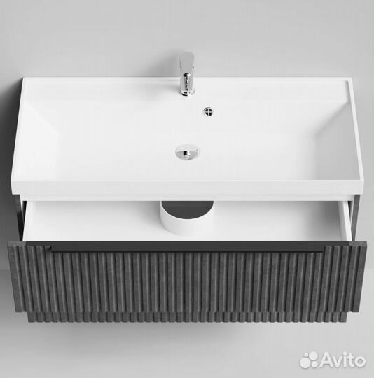 Тумба с раковиной Дольчи 100см подвесной, Серый ка