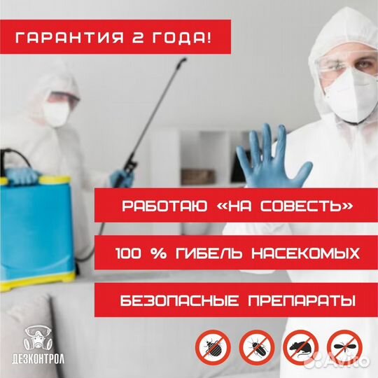 Дезинфекция/Уничтожение/Клопы/Тараканы/Крысы/Запах