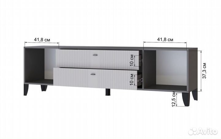 Тумба под тв Парус 10 графит/светло-серый