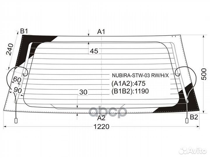 Стекло заднее (Цвет зеленый/ Обогрев) Chevrolet