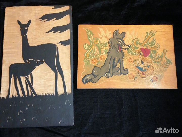 Настенное панно СССР чеканки, дерево