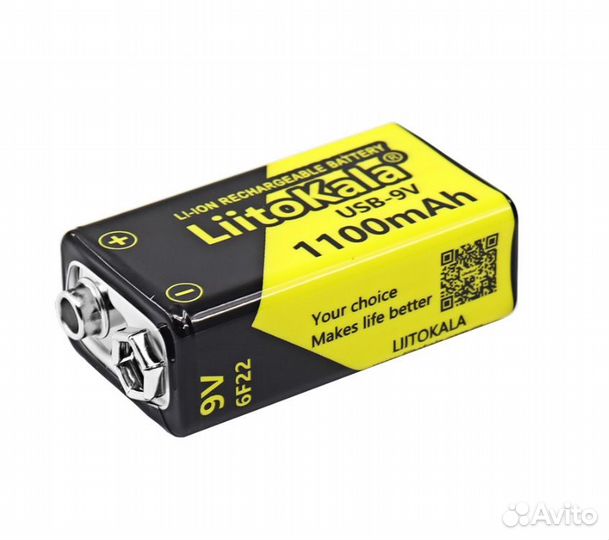 Крона аккумулятор LiitoKala USB-9V 1100mAh 6F22