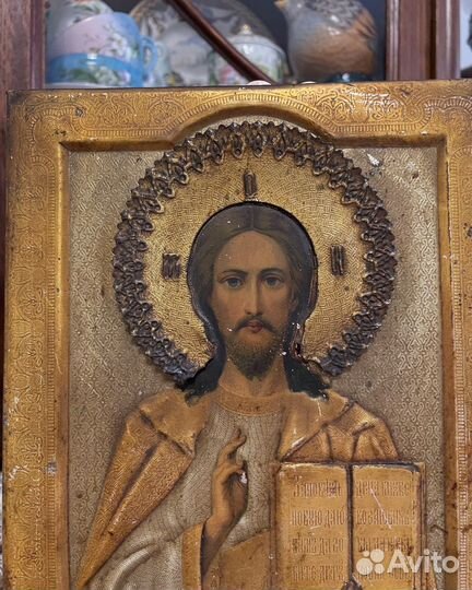 Старинная икона 1899 год Иисус Христос