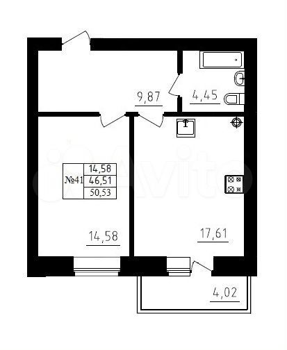 1-к. квартира, 50,5 м², 2/5 эт.