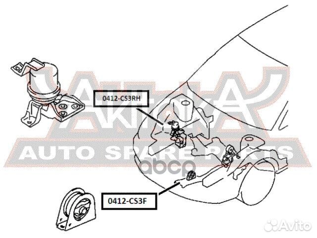 Подушка двигателя правая 0412CS3RH asva