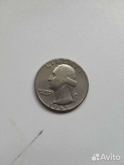 Монета liberty quarter dollar 1965