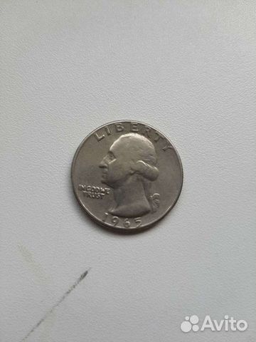 Монета liberty quarter dollar 1965