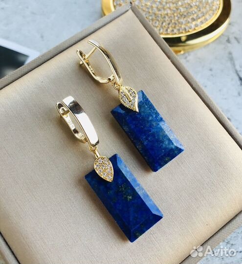 Серьги из натуральных камней лазурит