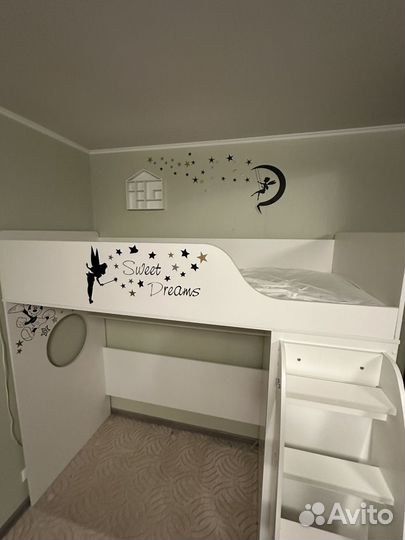 Детская кровать чердак со шкафом