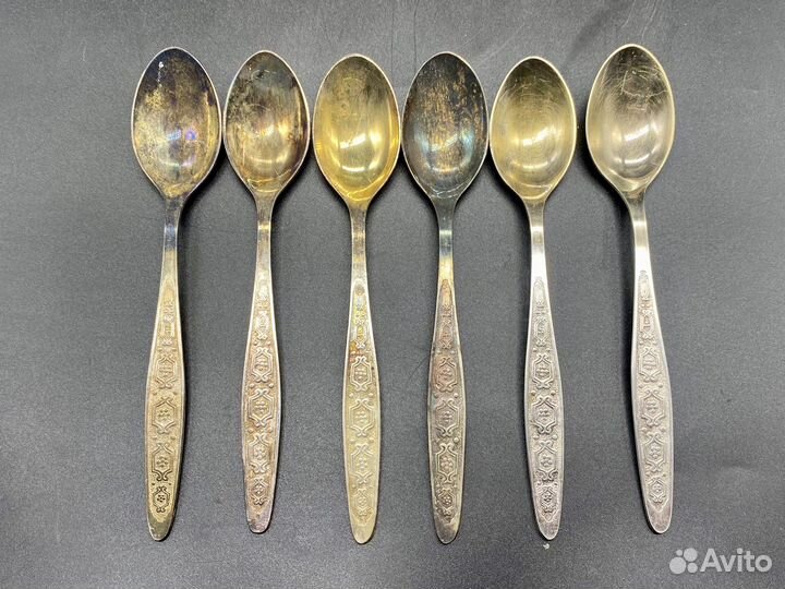Набор 6 чайных ложек, мельхиор, СССР