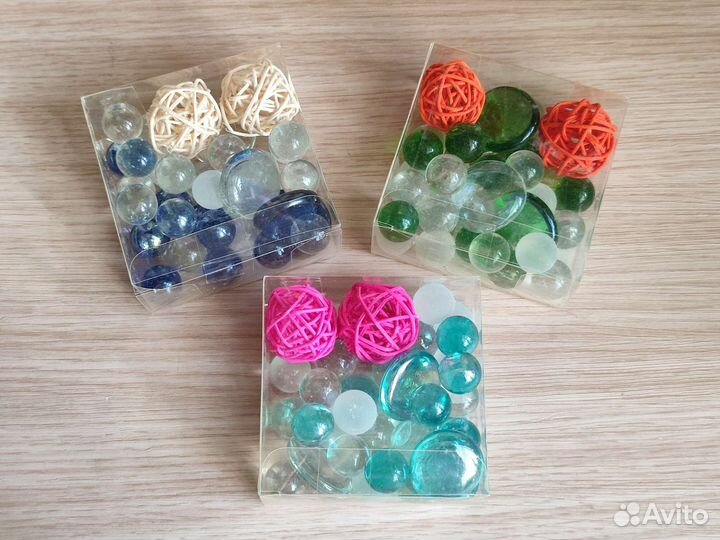 Шарики стеклянные марблс, шарики из ротанга