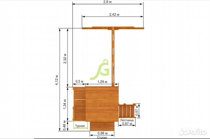 Детская площадка для дачи Крафт Pro (окрашенная)