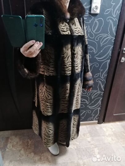 Шуба стриженный бобер, воротник и манжеты норка