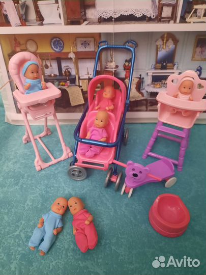 Коляска кукольная, пупсики Simba
