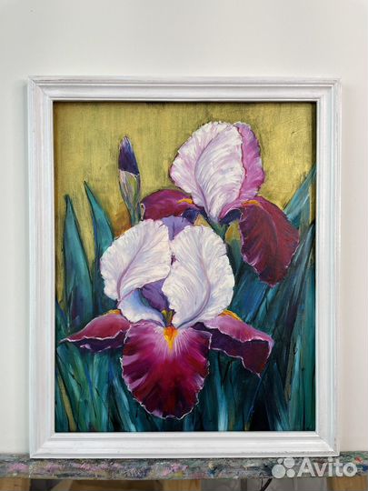 Картина маслом цветы ирисы