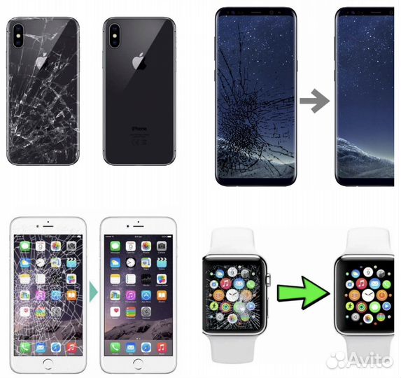 Замена стекла iPhone, Apple Watch, Samsung сервис