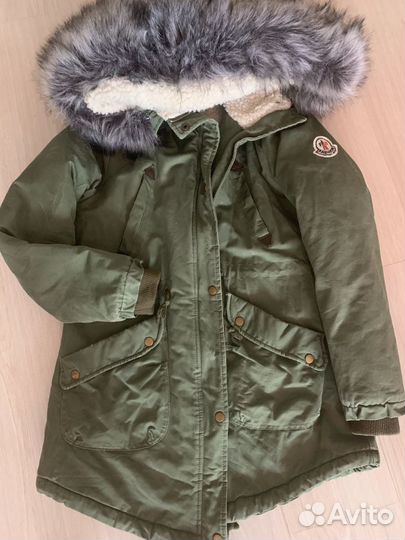 Парка женская зеленая, хаки с мехом. Очень теплая