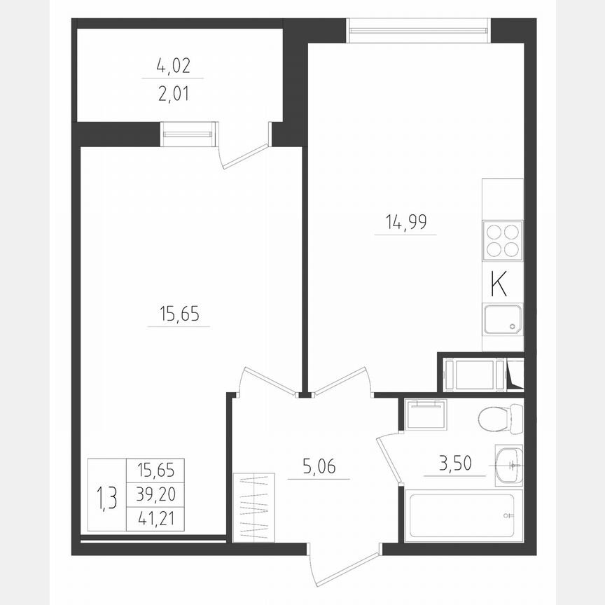 2-к. квартира, 41,2 м², 8/8 эт.