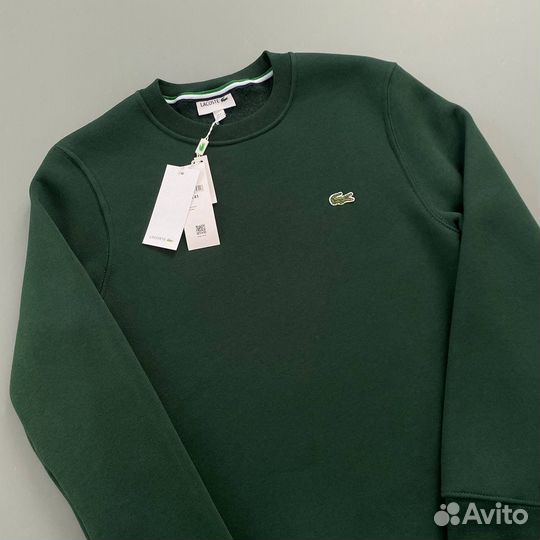 Свитшот lacoste зеленый с начесом