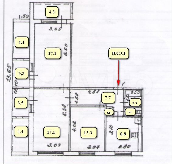 3-к. квартира, 88,2 м², 1/9 эт.
