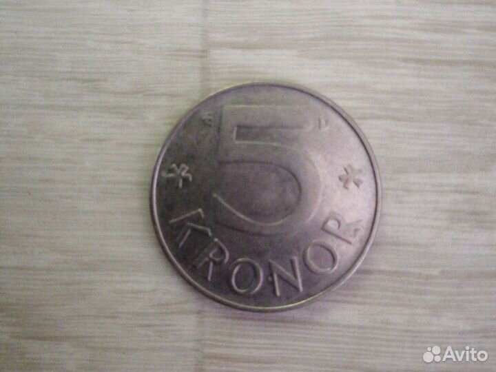 Монета 5 крон швеция