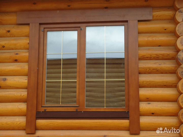 Окна пластиковые под дерево раскладка 8мм золото