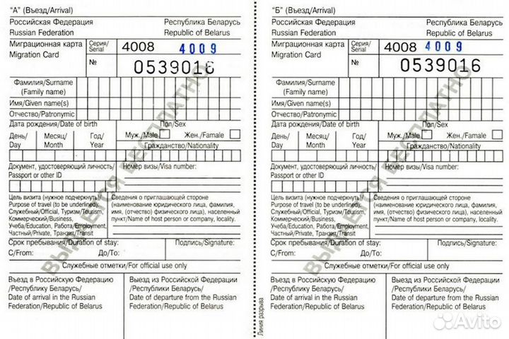 Въезд выезд до границы за миграционной картой